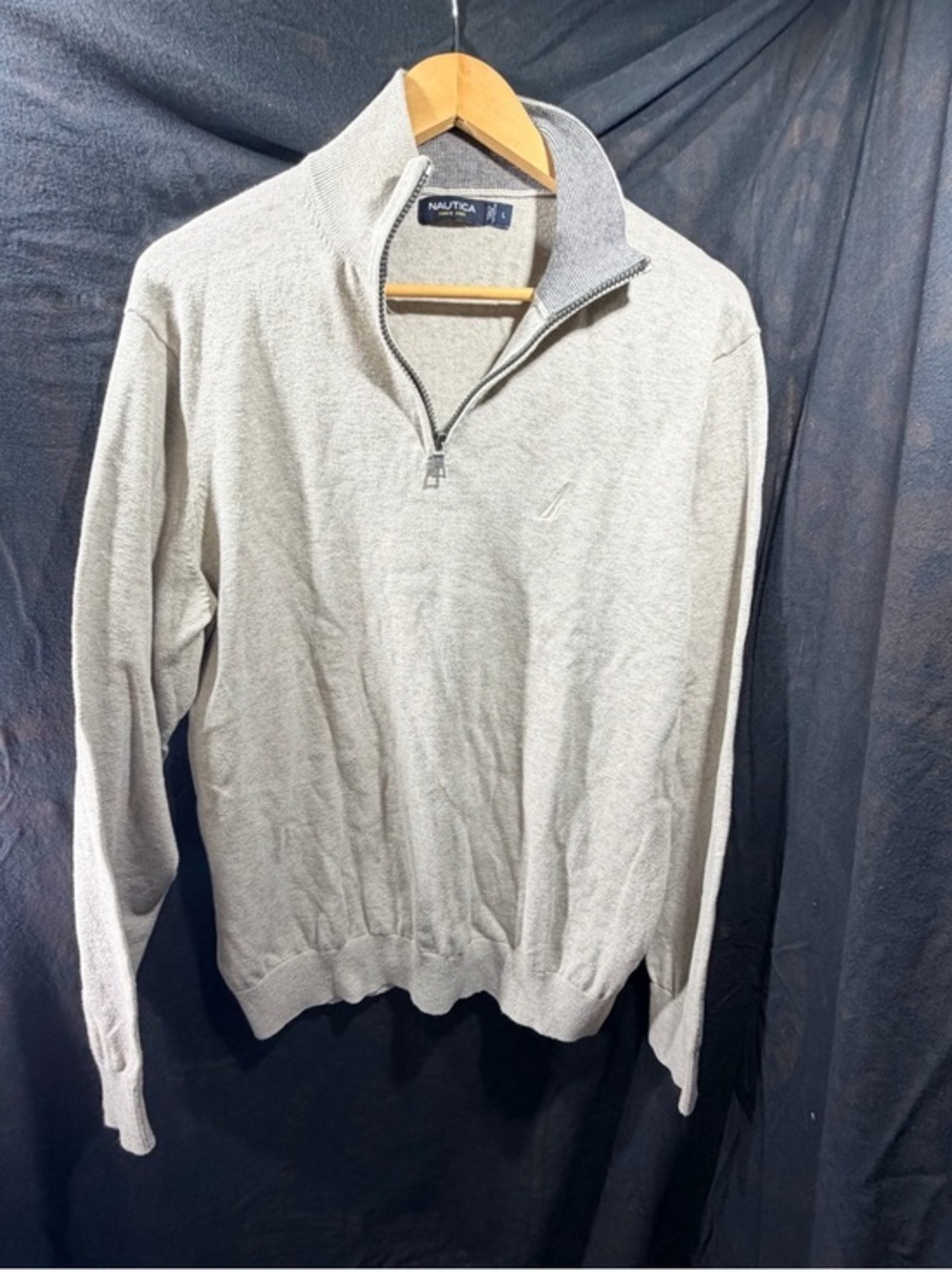 Nautica Men's Light Gray Quarter Zip Pullover Sweater